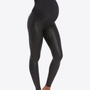 SPANX Black Faux Leather Maternity Leggings
